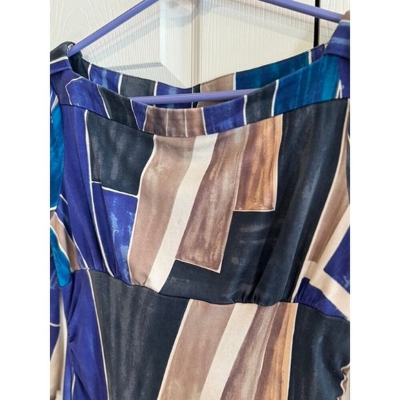 Vintage Diane Von Fustenberg Abstract Print Dress Geometric Boat Neck 3/4 Sleeve - Picture 4 of 5